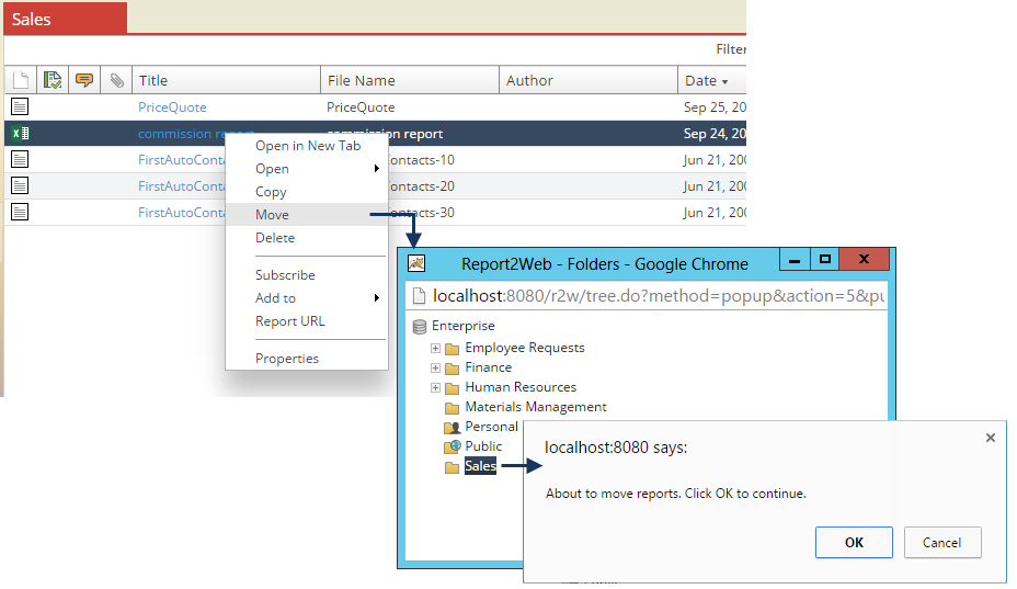 Screenshot of Right-click > Move action